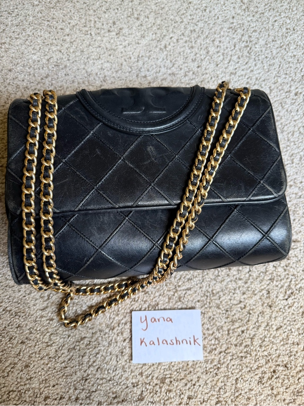 Tory Burch Black Large Soft Fleming Convertible Shoulder Bag